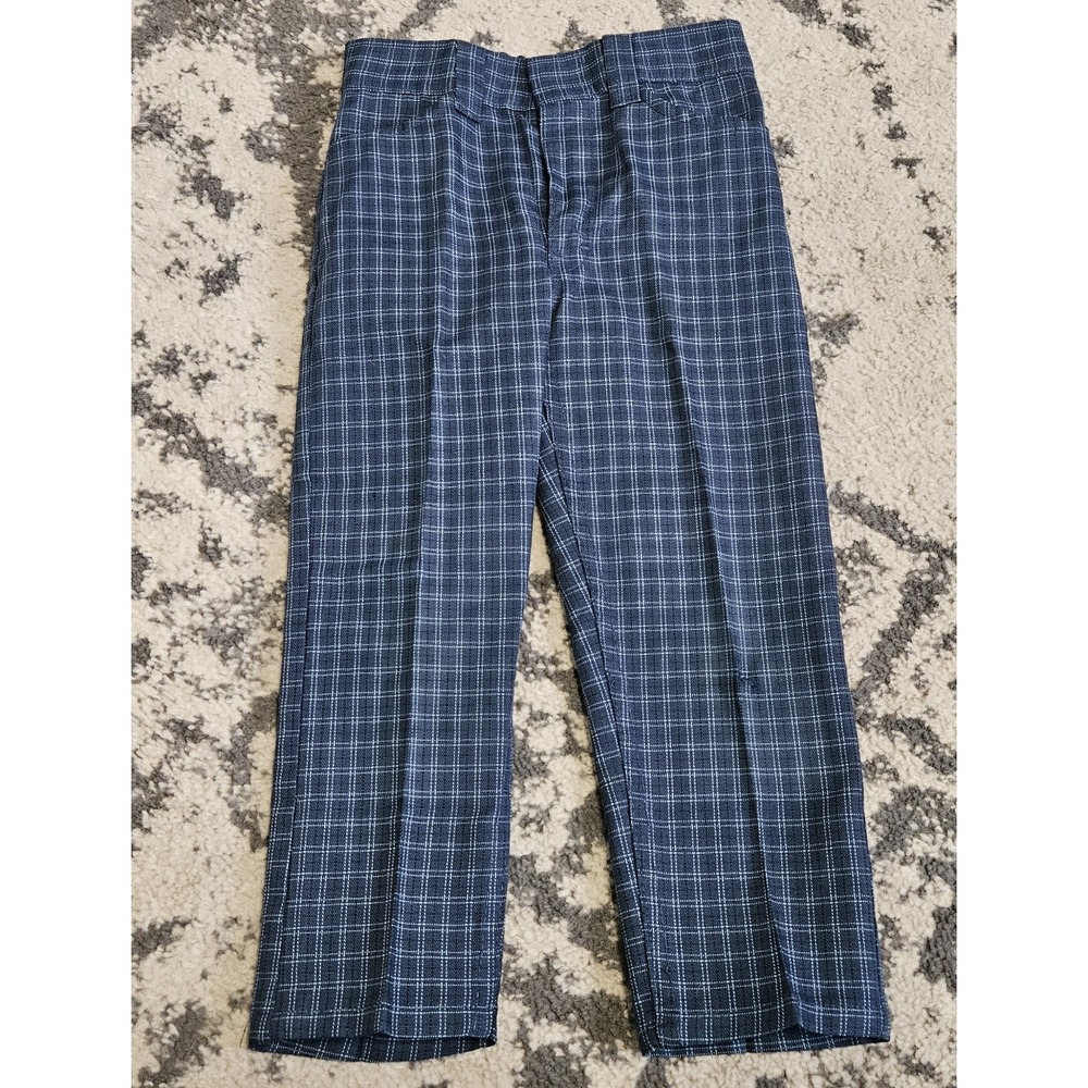 Vintage 1970s MANN Boys Blue Plaid Pants Size 7
